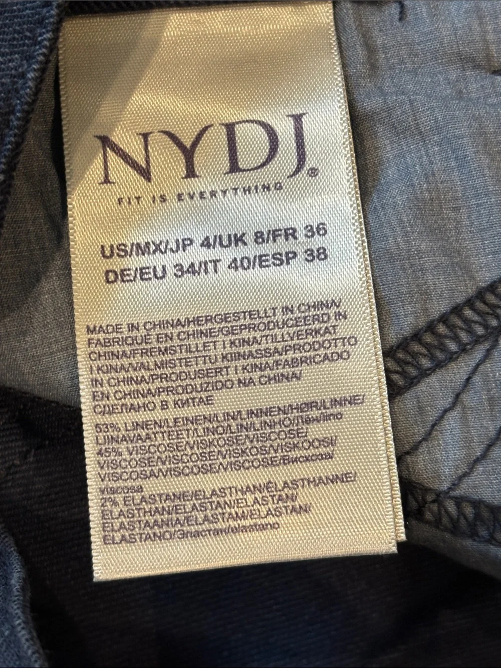 NYDJ Navy Flat Front Linen Blend Shorts Size 4